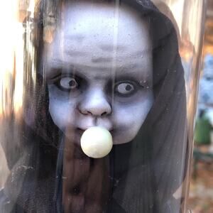 OOAK Creepy Odd Doll Head oG Uncle Fester Halloween Prop Shelf Fan Art Decor